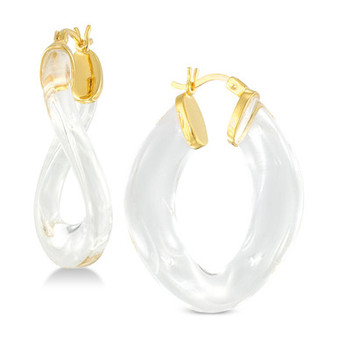 Lucite Wavy Hoop Earrings in 18k Gold over Sterling Silver