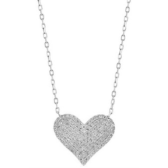 EFFY® Diamond Pavé Heart 18" Pendant Necklace (3/8 ct. t.w.) in 14k White Gold