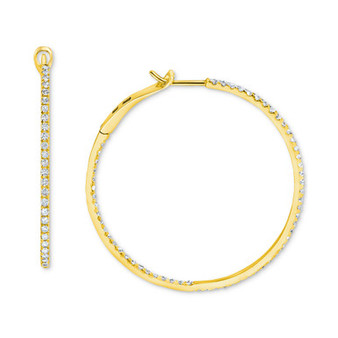 Diamond In & Out Medium Hoop Earrings (1 ct. t.w.) in 10k Gold