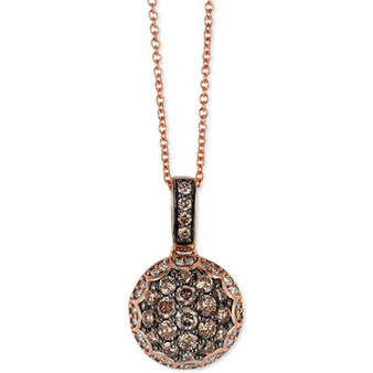 Chocolate Diamond (5/8 ct. t.w.) & Vanilla Diamond (1/10 ct. t.w.) Cluster 18" Pendant Necklace in 14k Rose Gold