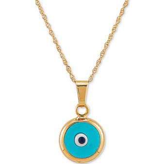 Enamel Evil-Eye 18" Pendant Necklace in 10k Gold