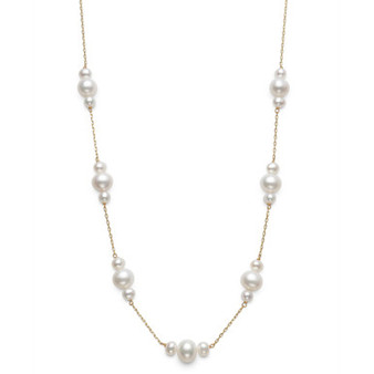 Cultured Freshwater Pearl (4 & 7mm) Mini-Cluster 18" Statement Necklace in 14k Gold