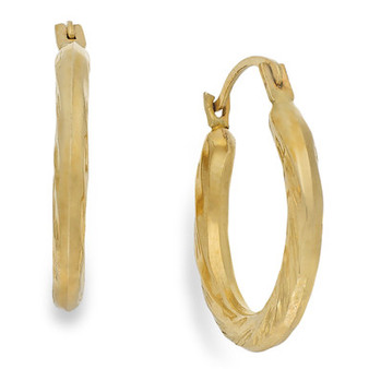 Diamond-Cut Hoop Earrings in 10k Gold