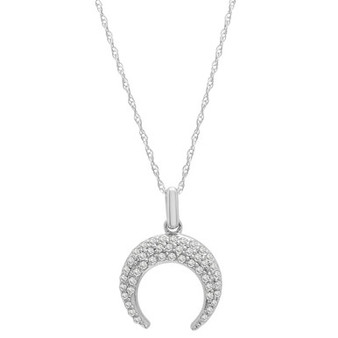 Diamond Pavé Moon 18" Pendant Necklace (1/5 ct. t.w.) in 10k White Gold