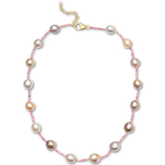 Multicolor Cultured Freshwater Pearl (10-13mm) & Pink Tourmaline (8-5/8 ct. t.w.) 20" Statement Necklace in 14k Gold-Plated Sterling Silver