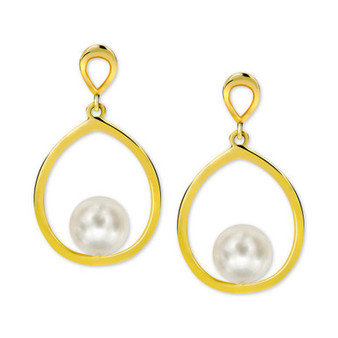 Cultured Freshwater Pearl (7mm) Drop Earrings in 14k Gold