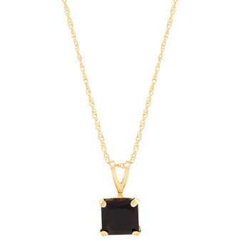 Onyx Square 18" Pendant Necklace in 14k Gold