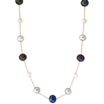 EFFY® Multi-Color Cultured Freshwater Pearl Station Necklace in 14k Gold (6mm)