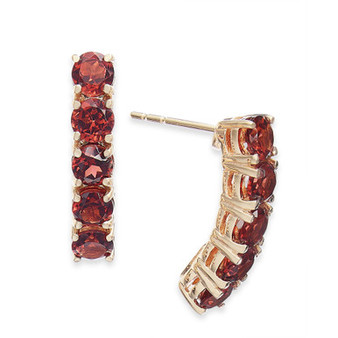 Garnet Curved Bar Drop Earrings (3-1/4 ct. t.w.) in 14k Gold