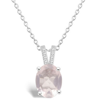 Women's Rose Quartz (2-1/2 ct.t.w.) and Diamond Accent Pendant Necklace in Sterling Silver