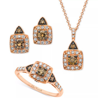 Chocolate by Petite Chocolate Diamond® & Vanilla Diamond® Square Halo Jewelry Collection in 14k Gold, White Gold & Rose Gold