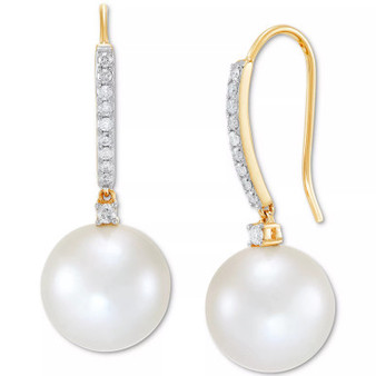 Cultured Ming Pearl (12mm) & Diamond (1/4 ct. t.w.) Drop Earrings