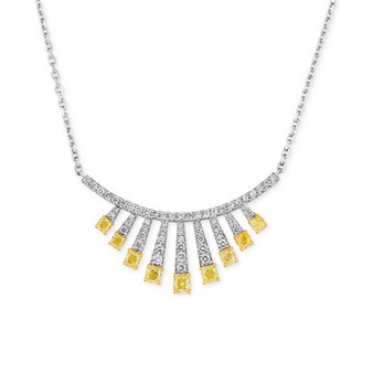 Couture® Sunny Yellow Diamond (1-7/8 ct. t.w.) & Vanilla Diamond (1 ct. t.w.) Adjustable Statement Necklace in Platinum & 14k Gold