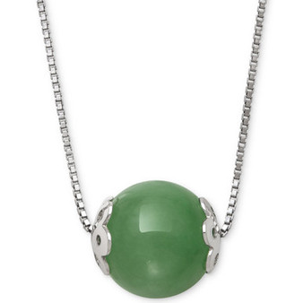 Dyed Jade (10mm) Bead 18" Pendant Necklace in Sterling Silver