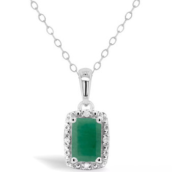 Sapphire (5/8 ct. t.w.) and Diamond Accent Pendant Necklace in Sterling Silver (Also Available in Emerald)
