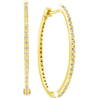 Diamond Small Skinny Hoop Earrings (1/6 ct. t.w.) in 14k Gold-Plated Sterling Silver, 0.75"