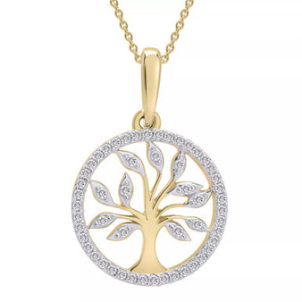 Diamond Tree 20" Pendant Necklace (1/10 ct. t.w.) in 14k Yellow or Rose Gold,  Created for Macy's