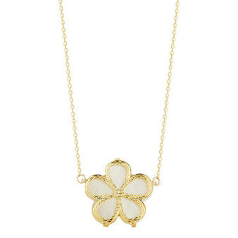 Mother-of-Pearl Flower 18" Pendant Necklace in 14k Gold