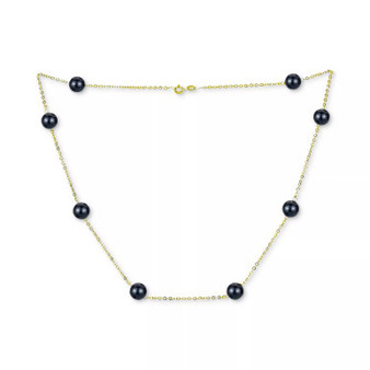 Onyx Bead 18" Collar Necklace in 14k Gold (Also in Jade, Lapis Lazuli, Rose Quartz, & Turquoise)