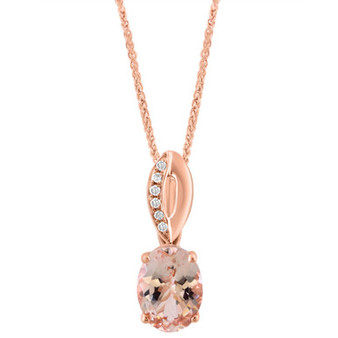 Morganite (1 ct. t.w.) & Diamond Accent Pendant Necklace in 14k Rose Gold, 16" + 2" extender