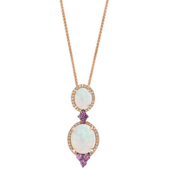 Multi-Gemstone (2-7/8 ct. t.w.) & Diamond (1/5 ct. t.w.) Double Drop 18" Pendant Necklace in 14k Rose Gold