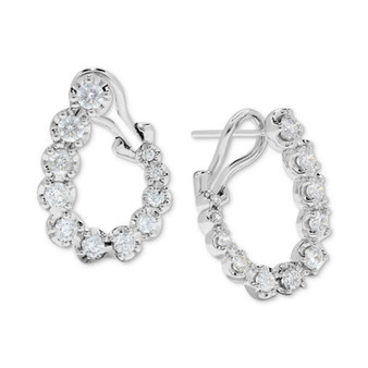 Diamond Spiral Hoop Earrings (1-1/2 ct. t.w.) in 14k White Gold