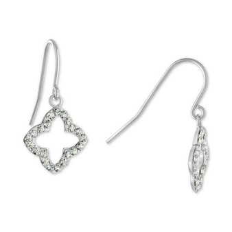 Crystal Quatrefoil Drop Earrings in Sterling Silver, Created for Macy's