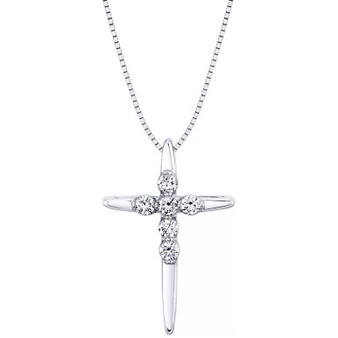 Diamond Polished Cross 18" Pendant Necklace (1/4 ct. t.w.) in 14k Gold