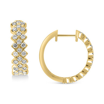 EFFY® Diamond Checkerboard Pattern Hoop Earrings (1 ct. t.w.) in 14k Gold