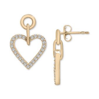 Diamond Heart Drop Earrings (1/2 ct. t.w.) in 14k Gold, Created for Macy's