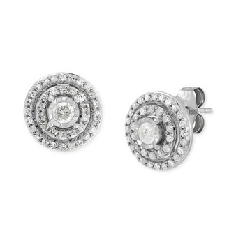 Diamond Halo Stud Earrings (1/2 ct. t.w.) in 14k White Gold