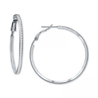 Cubic Zirconia Medium Hoop Earrings, 1.5", Created for Macy's