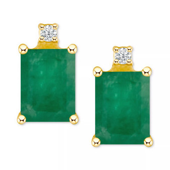 Tanzanite (1-1/5 ct. t.w.) & Diamond Accent Stud Earrings in 14k Gold (Also in Emerald, Ruby, & Sapphire)