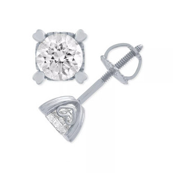 Diamond Stud Earrings in Heart Shape Prongs (1/4 ct. t.w.) in 14k White or Rose Gold