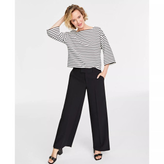 Women's Double-Weave Wide-Leg Pants, Regular and Short Length, Created for Macy's