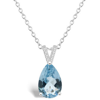 Women's Sky Blue Topaz (3-2/3 ct.t.w.) and Diamond Accent Pendant Necklace in Sterling Silver