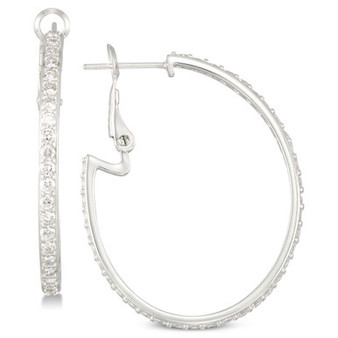 Cubic Zirconia Hoop Earrings in Sterling Silver
