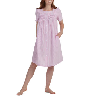 Women's Striped Button-Front Nightgown