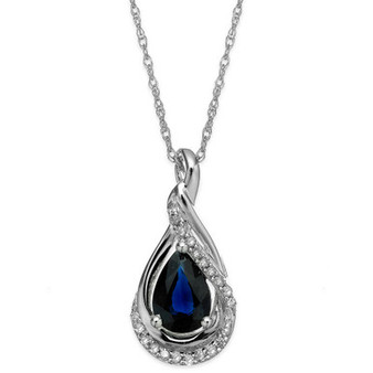 Sapphire (9/10 ct. t.w.) and Diamond Accent Wrap Pendant Necklace in 14k White Gold