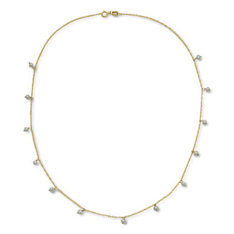 Cultured Freshwater Pearl (3mm) Dangle 18" Statement Necklace in 14k Gold