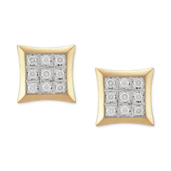 Men's Lab Grown Diamond Square Cluster Stud Earrings (1/2 ct. t.w.) in 10k Gold
