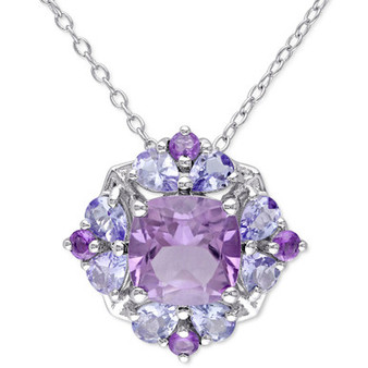Amethyst (1-7/8 ct. t.w.) & Tanzanite (1 ct. t.w.) 18" Pendant Necklace in Sterling Silver