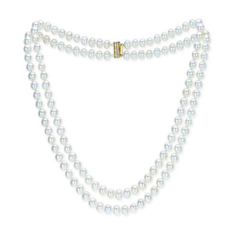 Cultured Freshwater Pearl (6-7mm) Double Strand 18" Collar Necklace