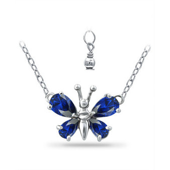 Simulated Blue Sapphire Butterfly Necklace
