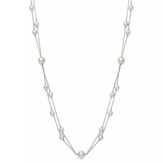 Cultured Freshwater Pearl (5 - 8-1/2mm) 18" Layered Necklace in Sterling Silver (Also Available in Pink Cultured Freshwater Pearl)