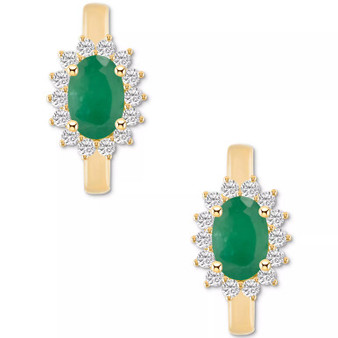 Sapphire (1-1/5 ct. t.w.) & Diamond (1/4 ct. t.w.) Hoop Earrings in 14k Gold (Also in Emerald & Ruby)