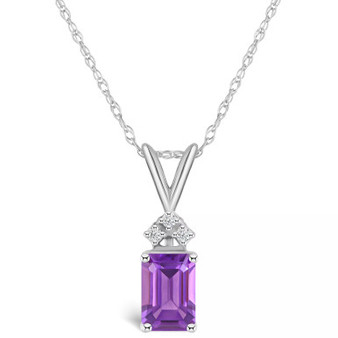 Amethyst (1 ct. t.w.) and Diamond Accent Pendant Necklace in 14K Yellow Gold or 14K White Gold