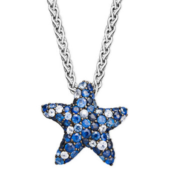 Sapphire Splash by EFFY® Multicolor Sapphire Pave Starfish Pendant Necklace in Sterling Silver (2-3/4 ct. t.w.)