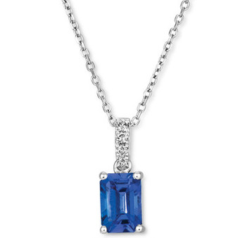 Blueberry Tanzanite (3/4 ct. t.w.) & Vanilla Diamond (1/20 ct. t.w.) Pendant Necklace in 14k White Gold