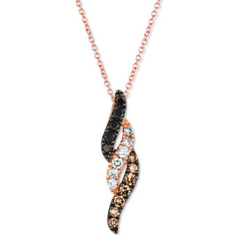 Multicolor Diamond 18" Pendant Necklace (1/3 ct. t.w.) in 14k Rose Gold